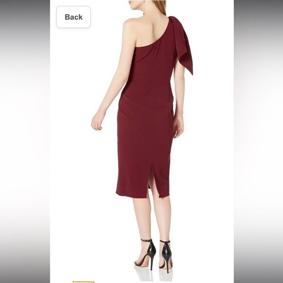 Dress The Population Tiffany One Shoulder Dress with Stretch XL in Burgandy, NWT - Picture 2 of 10